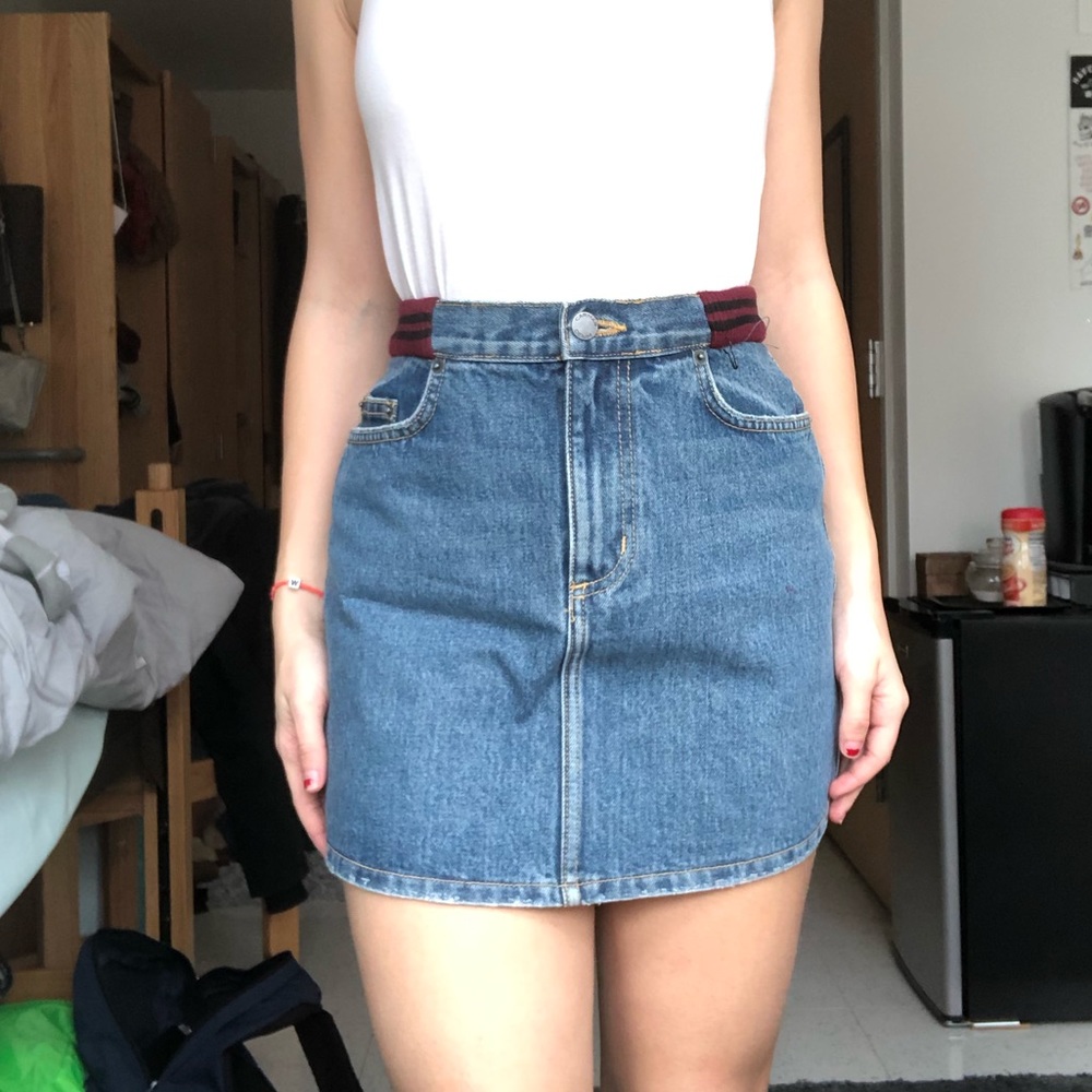 CARMAR denim LF denim skirt maroon ridges